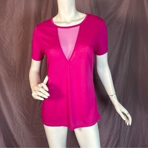 Cascade Sport Women’s Athletic Sheer V Neck Short Sleeve Shirt M – Raspberry